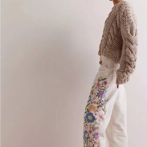 We The Free | Willow Floral White Embroidered Jeans